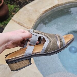 Naot Nifty Leather Sandals Olive Green 41W,us 10-10,5